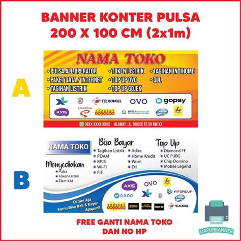 Jual Spanduk Konter Pulsa Banner Counter Loket Pembayaran Ukuran