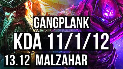 Gangplank Vs Malzahar Mid M Mastery Godlike