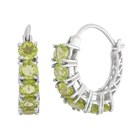 Jewelexcess Peridot Sterling Silver Hoop Earrings