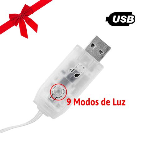 Led Pisca Linha 10 Metros 100 Lampadas 9 Modos RGB USB Controla Por