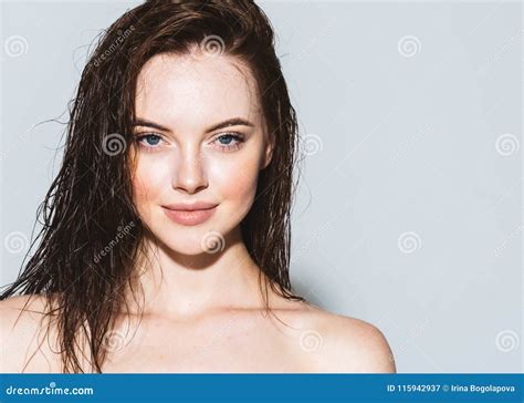 Beautiful Hair Brunette Model Beauty Model With Long Hairstyle Stock Image Image Of Nude