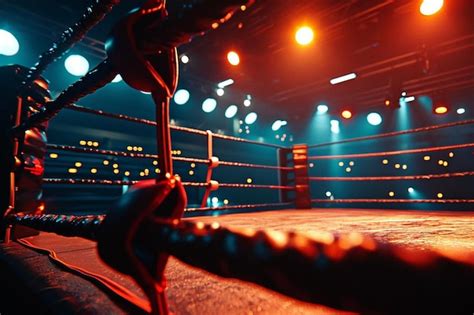 Premium Photo Boxing Ring With Spotlights For Lighting Digital Effect