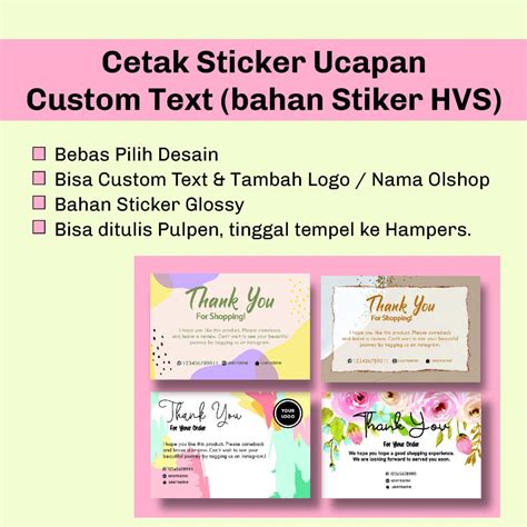 Jual Cetak Stiker Ucapan Custom Text Dengan Bahan Sticker Hvs Matte Bisa Ditulis Pulpen Biasa