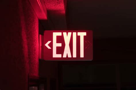 50+ Red Exit Signs In Dark Hallway Stock Photos, Pictures & Royalty ... 