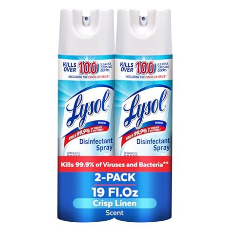 Lysol Disinfectant Spray Crisp Linen 19 Oz Pack Of 2 Gtin Ean Upc 19200962261 Cadastro De