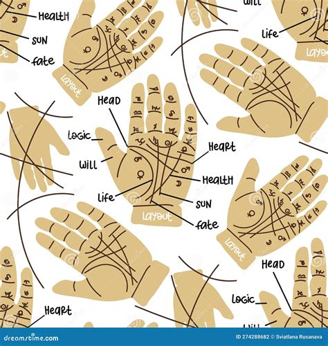 Divination By Lines On A Hand Palm Reading Or Palmistry Vector