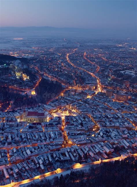 City of Brasov Romania Night View from Top of Tampa Mountain Beautiful ...