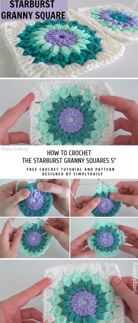 How To Crochet The Starburst Granny Squares 5 Pattern Center Granny