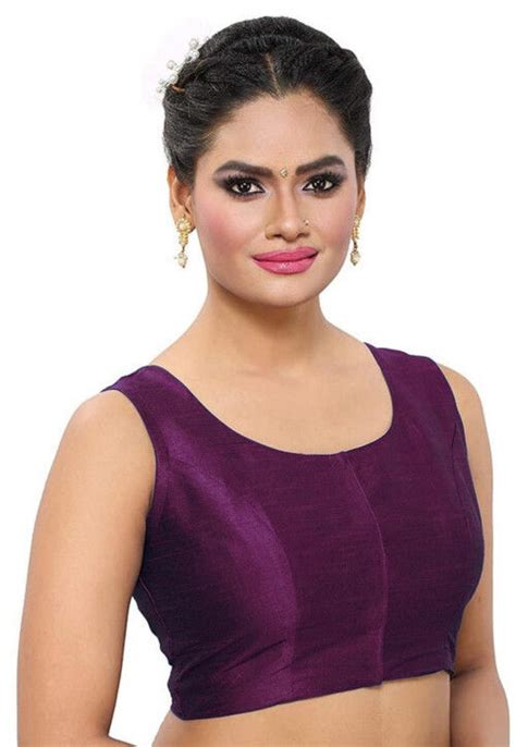 Buy Embroidered Dupion Silk Blouse In Purple Online UVE178 Utsav