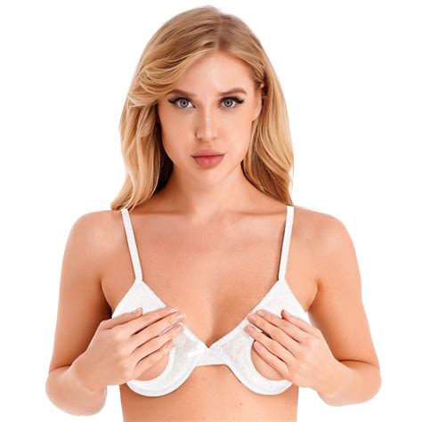 Alvivi Women S Cup Mesh Bra Tops Hollow Out See Through Sheer