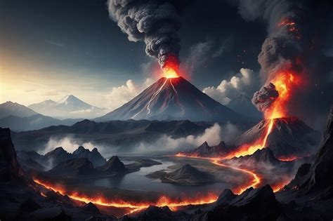 Premium Photo | Volcano Eruption Background with copy space