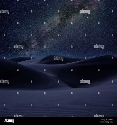 Desert Dunes Sand In Milky Way Stars Night Stock Photo Alamy