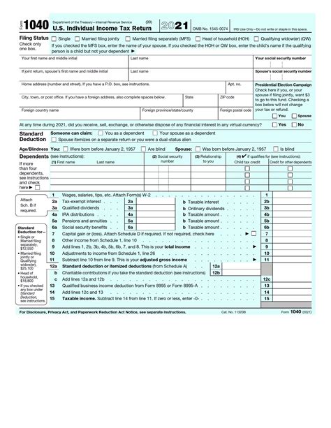 IRS Form 1040 Fill Out Printable PDF Forms Online