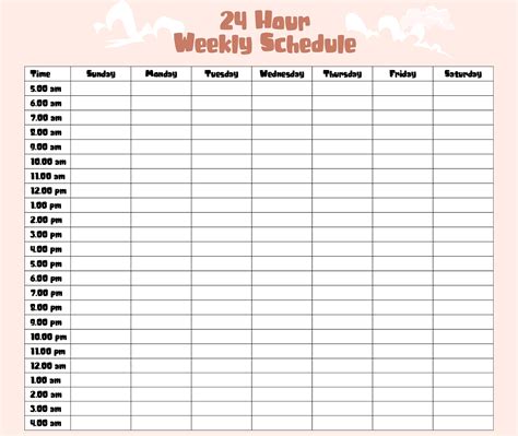Weekly Calendar With Hours