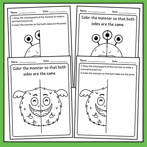 Monsters Lines Of Symmetry Drawing And Coloring Activity For Math Art