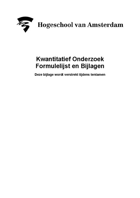 Kwantitatief Onderzoek Formulelijst Bijlagen Kwantitatief