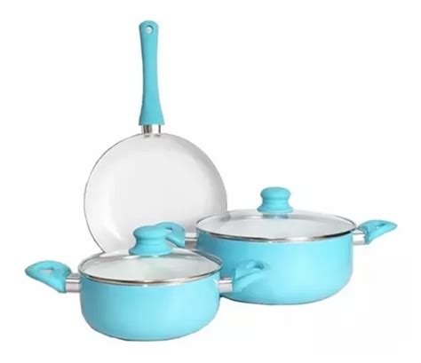 Set Olla Cacerola Sarten Carol Antiadherente Ceramica Bz