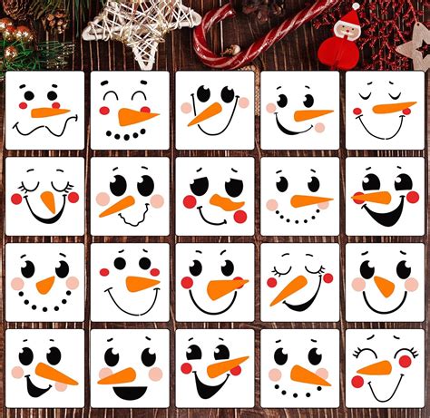 Amazon 5 Christmas Snowman Face Stencils For Painting On Wood