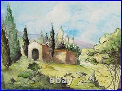 Tableau Huile Sur Toile Ancienne Paysage De Provence Chapelle