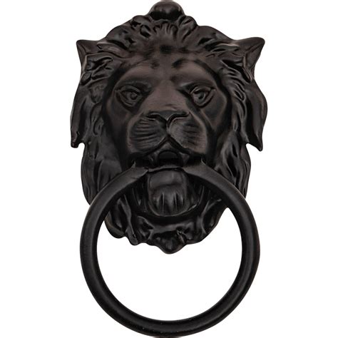 Medieval Lion Iron Door Knocker - Black