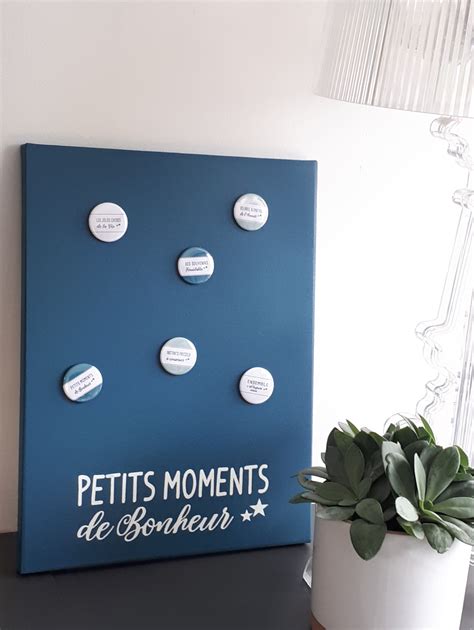 Tableau Magn Tique Petit Moment De Bonheur X Cm Bleu Canard Et Blanc