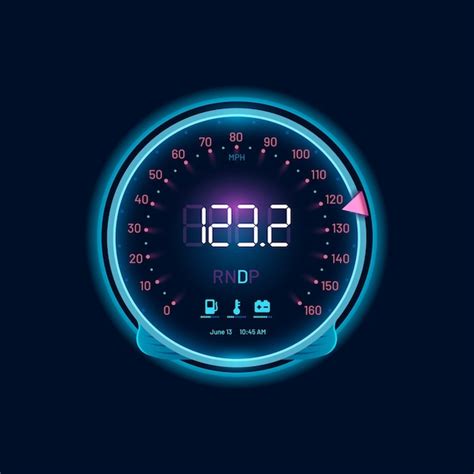 Premium Vector Car Speedometer Neon Dial Speed Gauge Dashboard Or