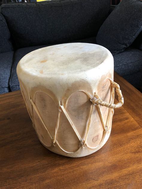 Log Hide Taos Drum Natural Wood Rawhide Skin Native American Etsy