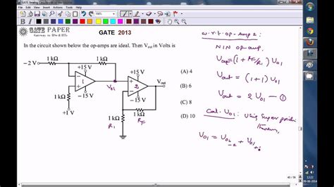 Gate 2013 Ece Output Voltage Of Circuit With Two Op Amps Youtube