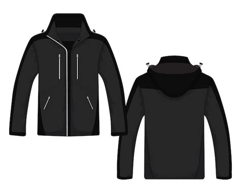 Premium Vector Black Hooded Outdoor Jacket Template Vector Illustration