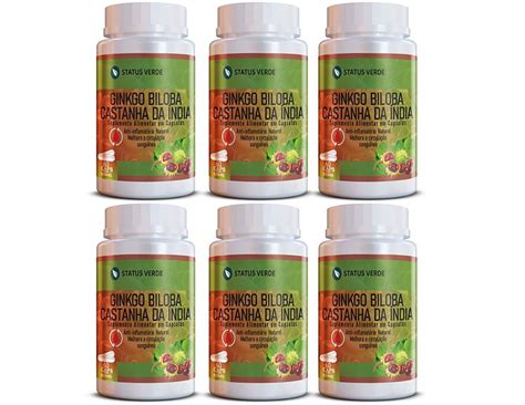 Kit 6 Ginkgo Castanha da Índia 360Cáps 500mg Status Verde Status Verde