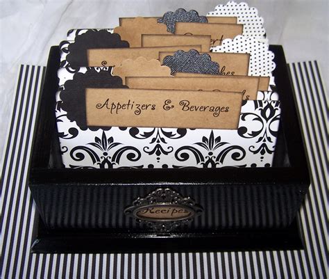 RECIPE BOX Black Recipe Box Modern Recipe Box damask