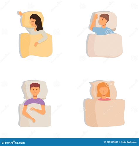 Cartoon Illustrations of People in Various Sleeping Positions Stock ...