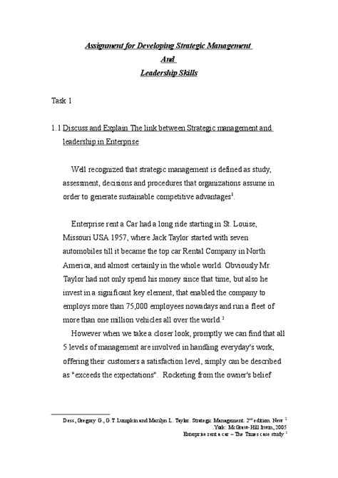 Doc Assignment For Leadership And Strategic Management Enterprise