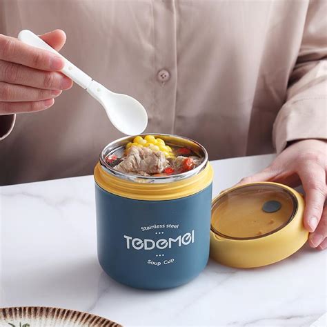 Buy Stainless Steel Lunch Box Drinking Cup With Spoon Food Thermal Jar