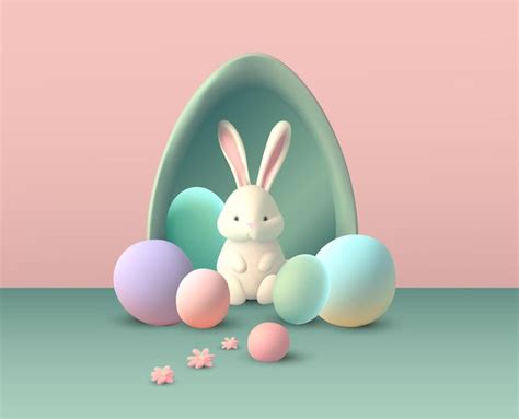 Premium Vector Easter Bunny 3d Vector Concept Rabbit Eggs Cute