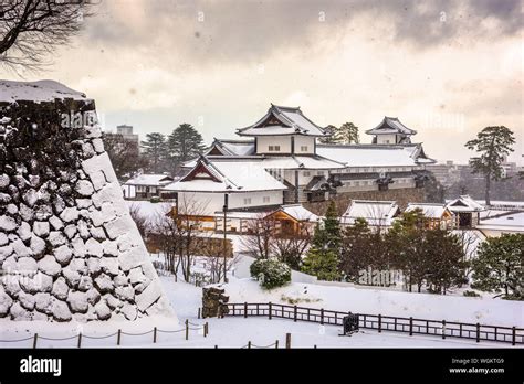 Kanazawa, Japan at the castle in winter with snow Stock Photo - Alamy