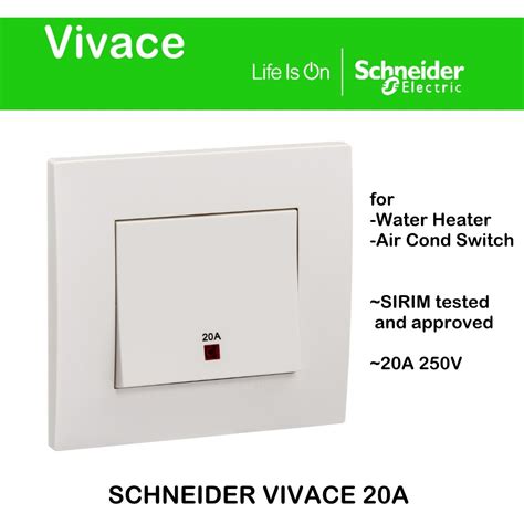 Schneider Vivace KB31D20NE 20A 1Gang Double Pole Water Heater Switch