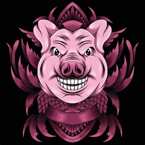 Pig Head Vector Illustration 28325920 Vector Art At Vecteezy