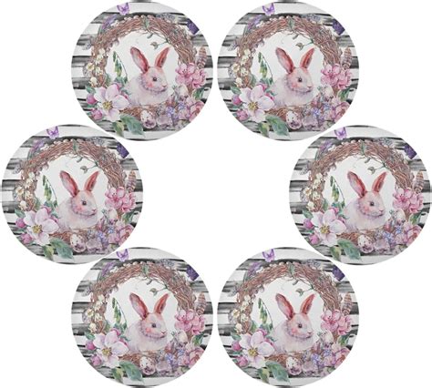 Skysonic Easter Bunny Eggs Round Placemats For Dining Table Non Slip