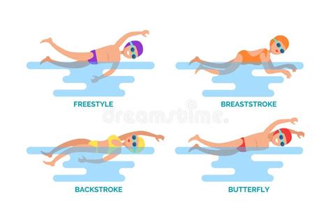 Breaststroke And Freestyle Set Vector Illustration Stock Illustration