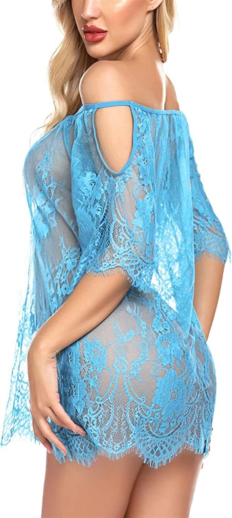 Avidlove Women Chemises Lace Smock Lingerie Mini Babydoll S 4XL Sky