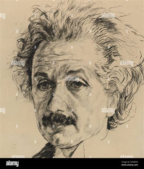 Portrait du physicien théorique Albert Einstein gravure de Julius C