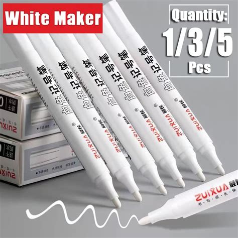 1 3 5Pcs White Marker Oily Waterproof 2 0mm Marker Pen Graffiti