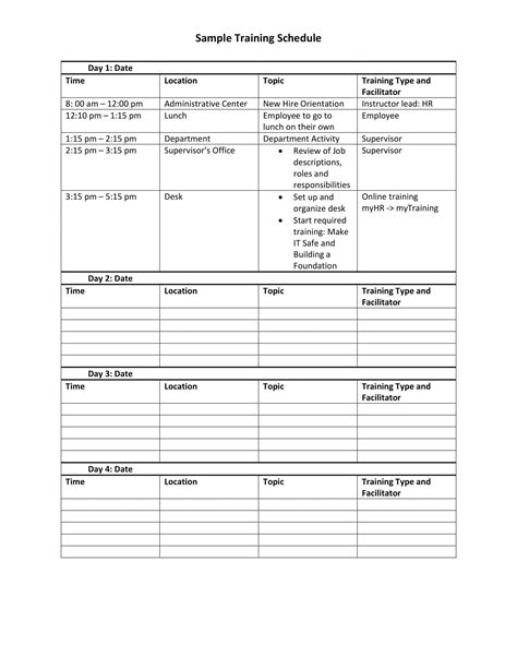 Free Printable Employee Training Plan Templates Excel Pdf Word