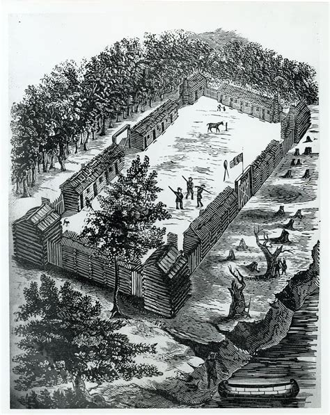 Sketch Of Fort Boonesborough Depicting An Artists Reconstruction Of