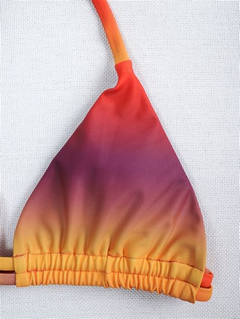 3pack Ombre Micro Triangle Bikini Swimsuit Beach Skirt SHEIN USA