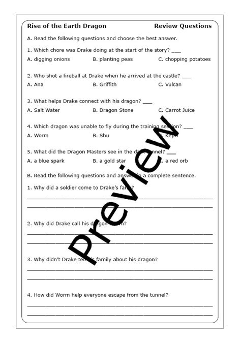 Dragon Masters 1 To 10 A Bundle Of Worksheets Made By Teachers