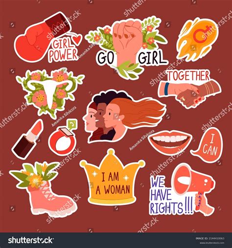 Girl Power Stickers Set Vector Illustration Stock Vector Royalty Free 2144410063 Shutterstock