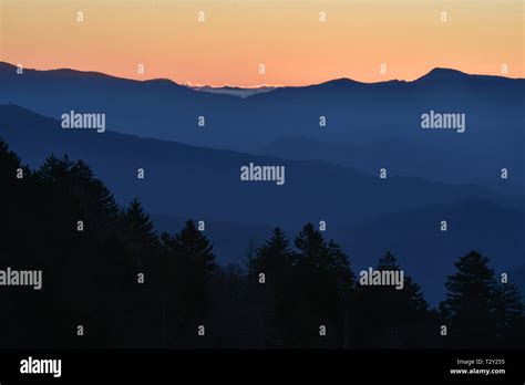 Spectacular Mountain Range Vistas At Sunrise From Newfound Gap In The