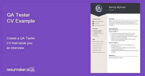 QA Tester CV Examples Template 20 Tips